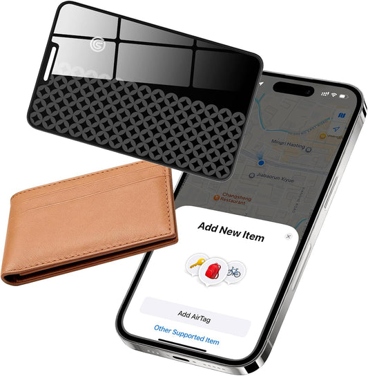 Compatible with Airtag Wallet Tracker, Smart Card Finder, Apple Mfi Compatible (Ios Only), App Controlled anti Loss GPS Tracker, IP68 Waterproof, Item Locator for Luggage Tags, Purses (Grey)