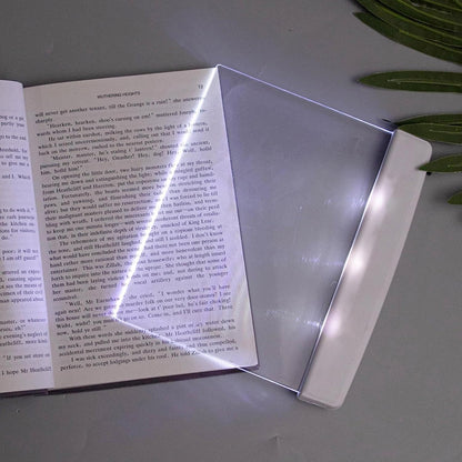 Flat Book Lights for Reading at Night in Bed Clear LED Book Page Light Bookmark Light for Reading Illuminator Panel Plate Lamp Board Wireless (White)