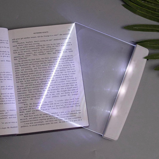 Flat Book Lights for Reading at Night in Bed Clear LED Book Page Light Bookmark Light for Reading Illuminator Panel Plate Lamp Board Wireless (White)